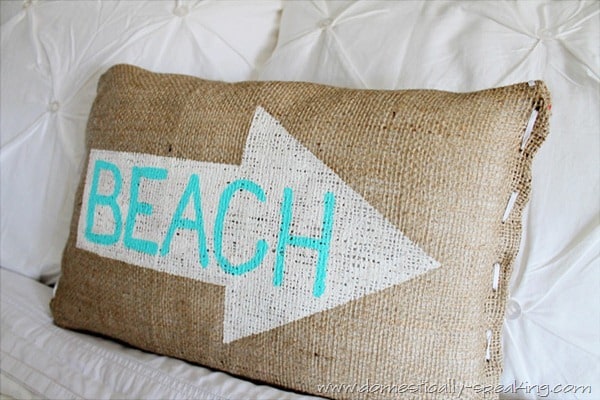 burlap beach pillow 3