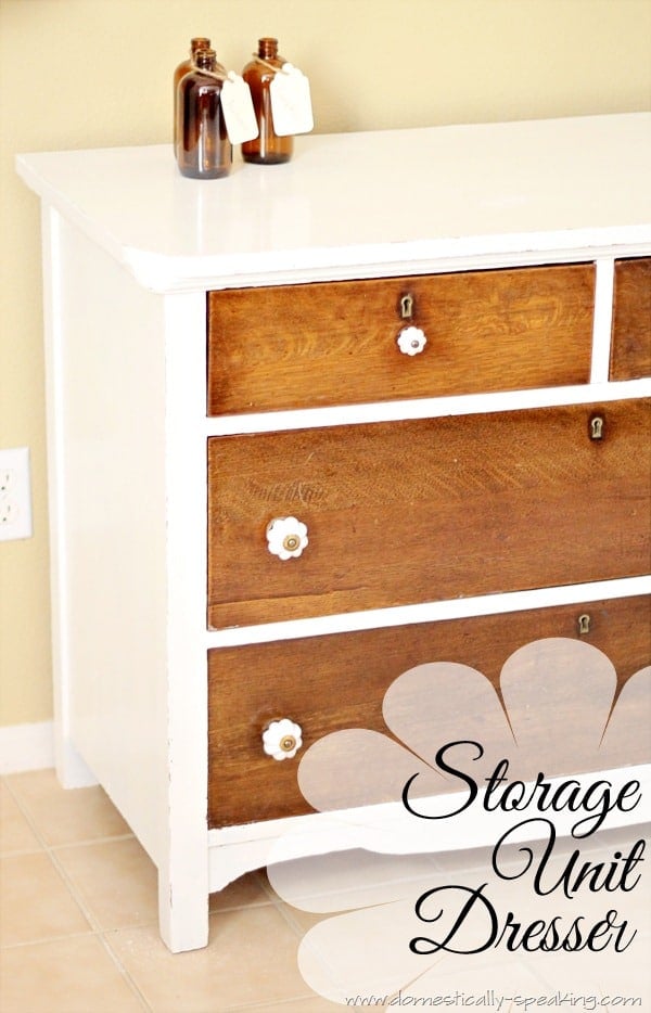 Storage Auction Treasure Dresser @ Domestically Speaking white and wood dresser