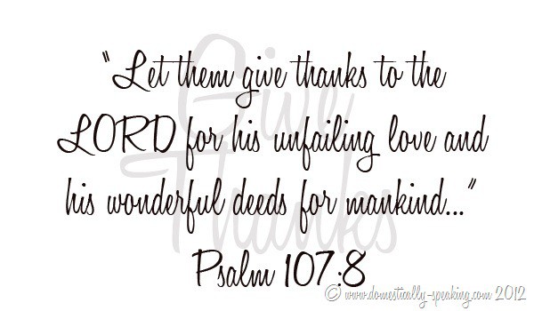 Give ThanksWeek 1 - Domestically Speaking