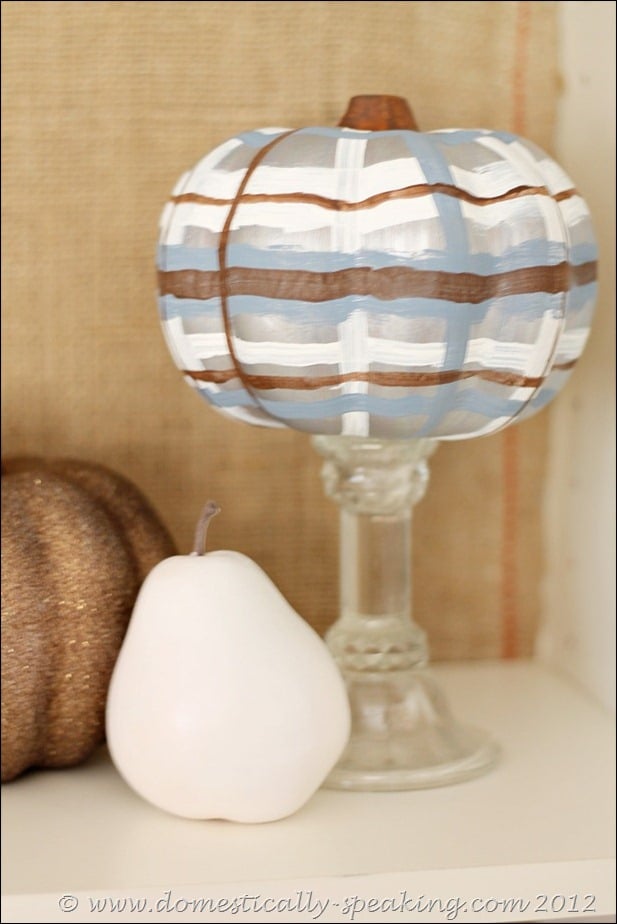 Painted Plaid Pumpkin @ Domestically Speaking fall, craft