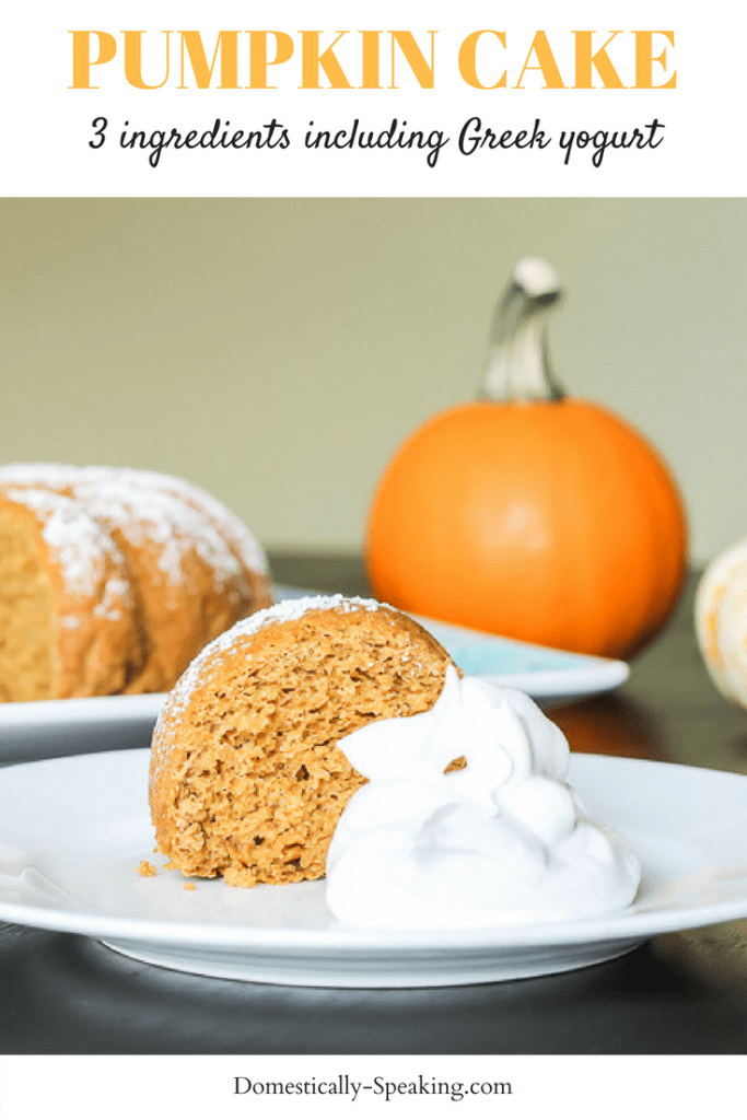 3 Ingredient Pumpkin Cake with Greek Yogurt Domestically Speaking