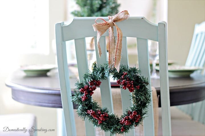 Christmas Home Tour Dollar Tree Wreath jazzed up with berries and burlap