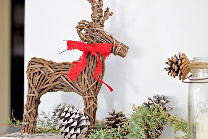 Stick Reindeer with a red burlap bow