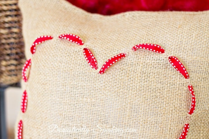 Burlap and Ribbon Heart Pillow Burlap and Ribbon Valentine's Heart Pillow