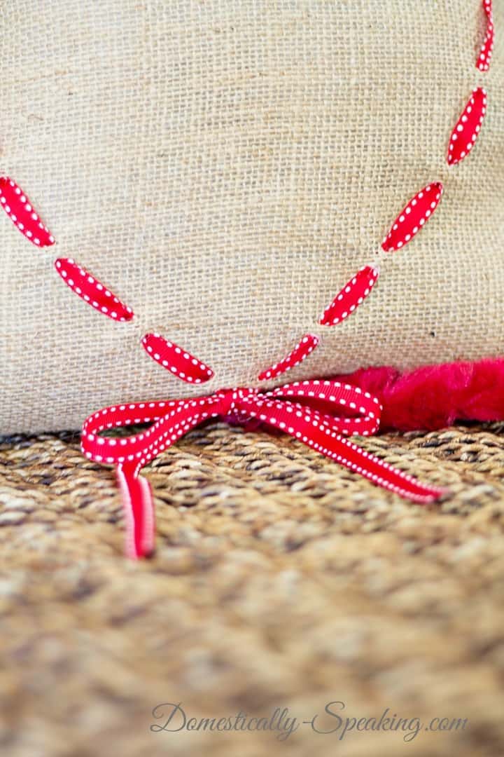 Valentine Pillow ~ Burlap and Ribbon Heart - Domestically Speaking