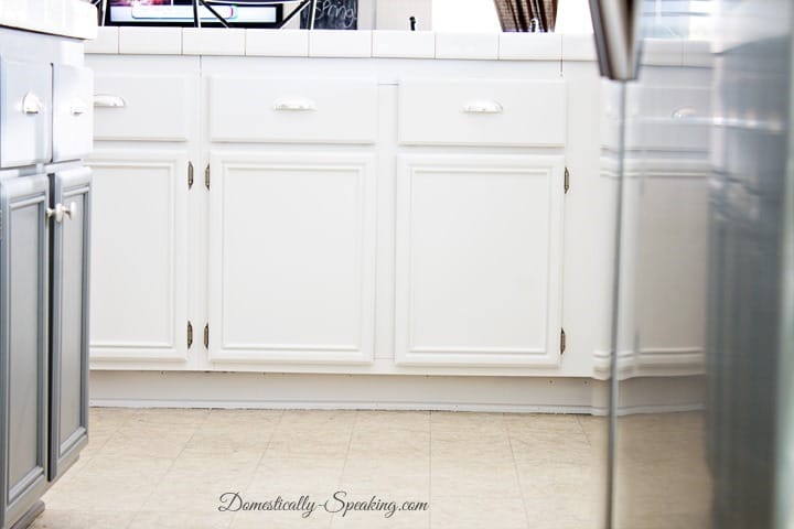 White and Gray Painted Kitchen Cabinets 