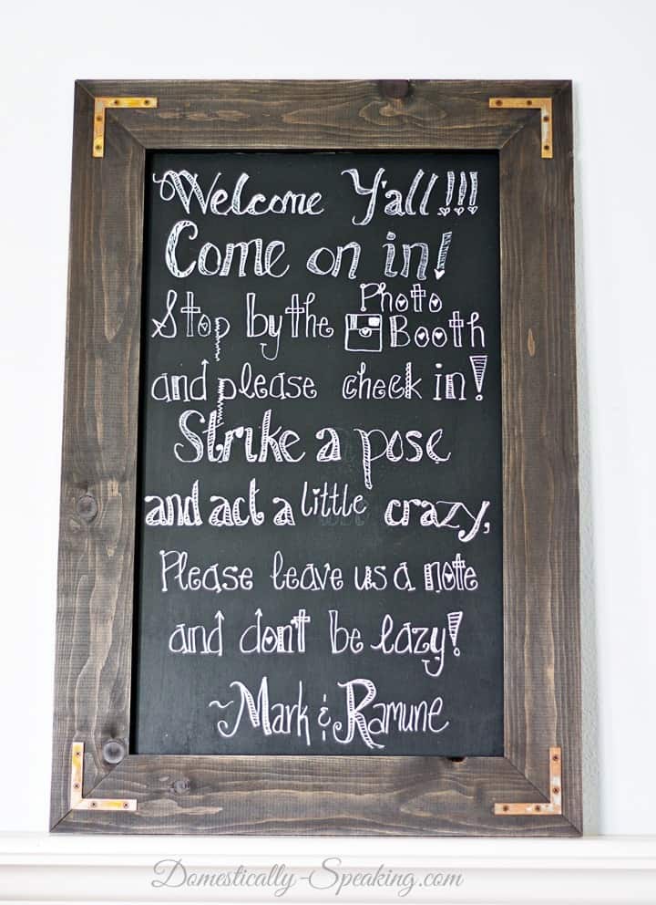 DIY Rustic Chalkboard Wedding Sign 