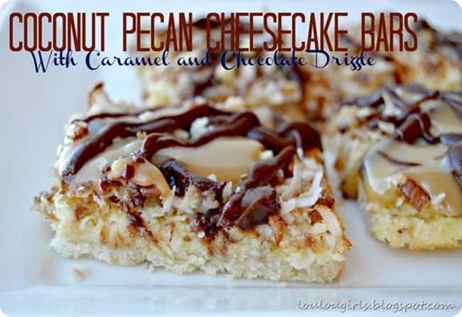 Coconut Pecan Cheesecake Bars from LouLou Girls
