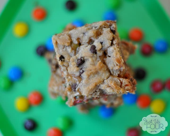 Salted Caramel M&M Bars from Just Us Four
