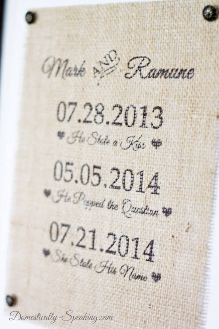 Wedding Burlap Sign - save those dates on a burlap sign