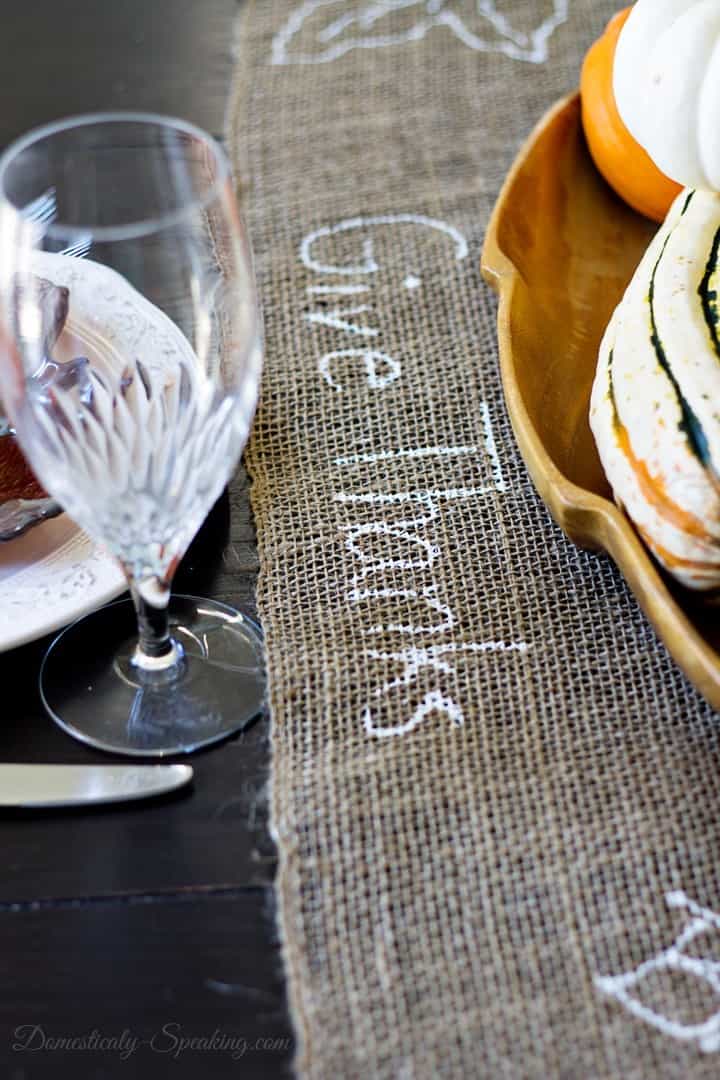 Custom Burlap Runner with a Bleach Pen Give Thanks Burlap Runner