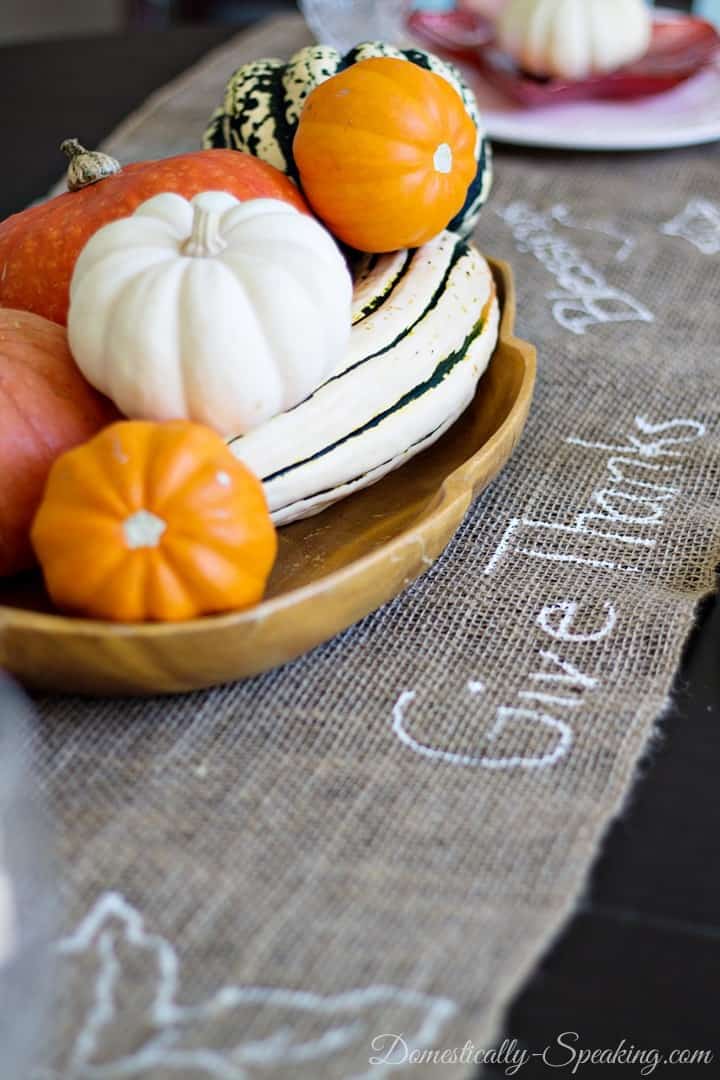 Custom Burlap Runner with a Bleach Pen Thanksgiving burlap runner