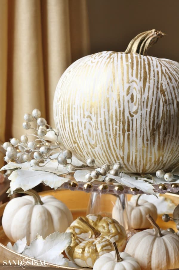 Gilded-Faux-Bois-wood-grain-Pumpkin from Sand and Sisal