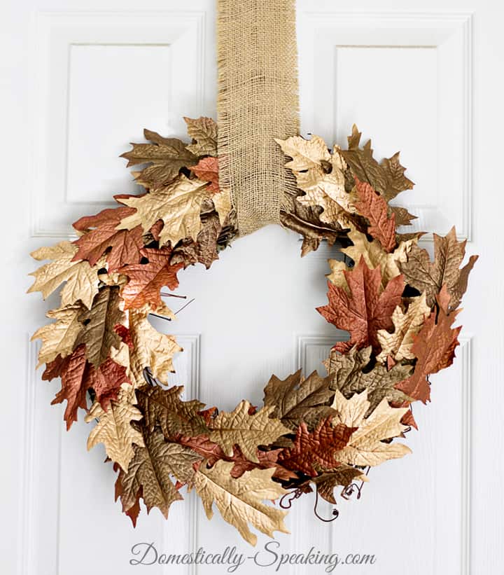 Metallic Browns and Gold Leaf Fall Wreath - Domestically 