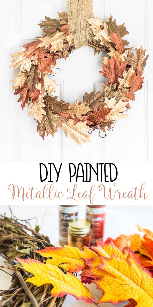 Metallic Browns and Gold Leaf Fall Wreath Domestically Speaking