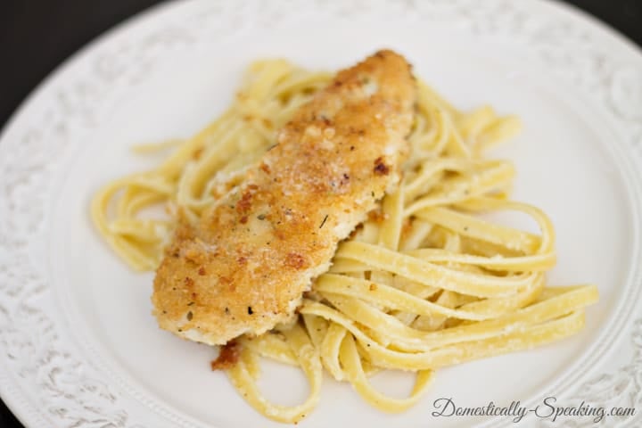 Panko Chicken with Garlic Butter fettuccine 