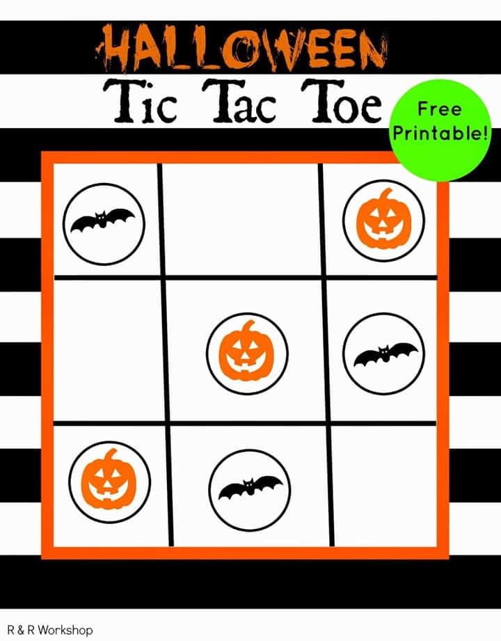 halloween tic tac toe game printable from R & R Workshops