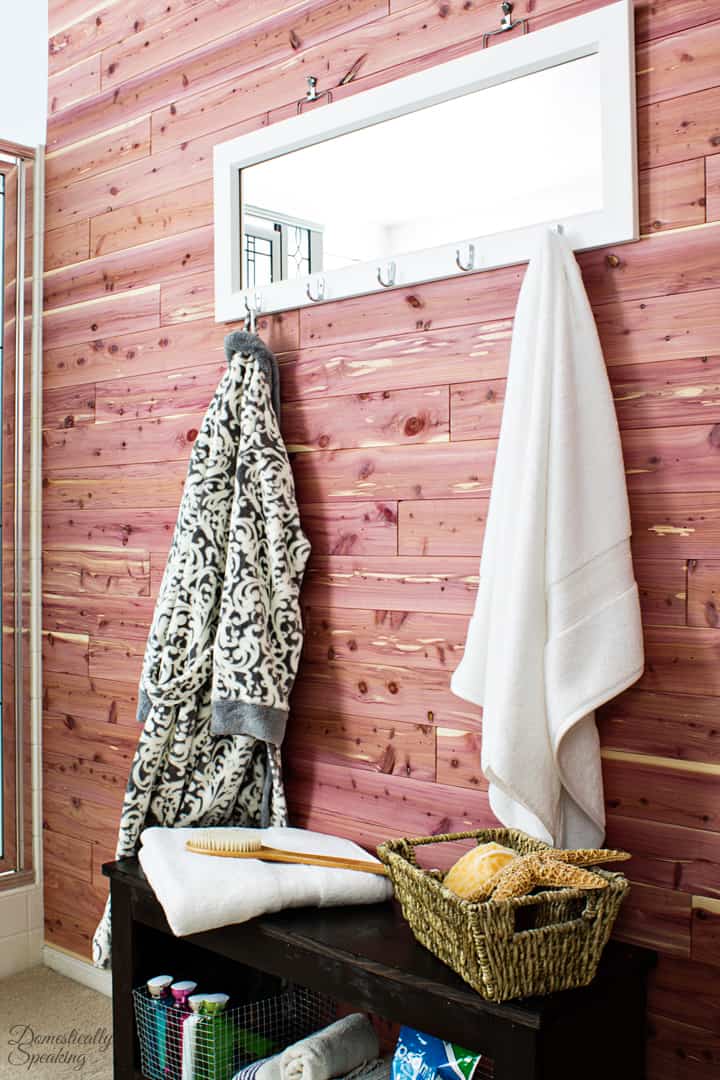 Cedar Plank Bathroom Wall Domestically Speaking