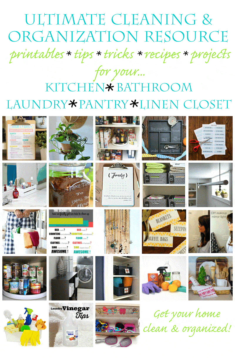 The Ultimate Cleaning and Organization Blog Hop to help get your kitchen, bathroom, laundry room, pantry, and linen closet organized this year!