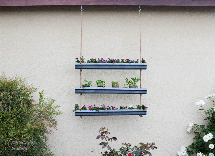 Spring Hanging Planter made with Gutters