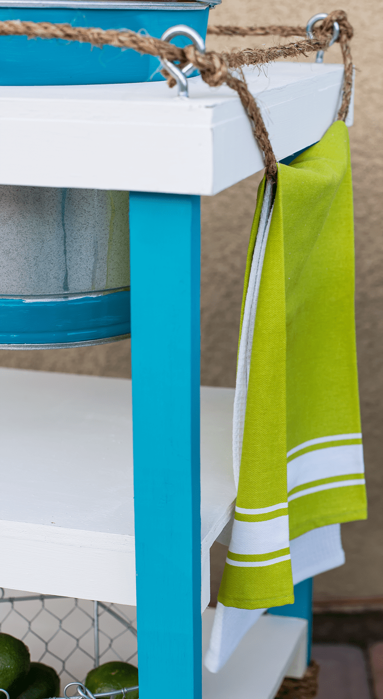 Cute Nautical Rope Towel Holder on a Beverage Stand