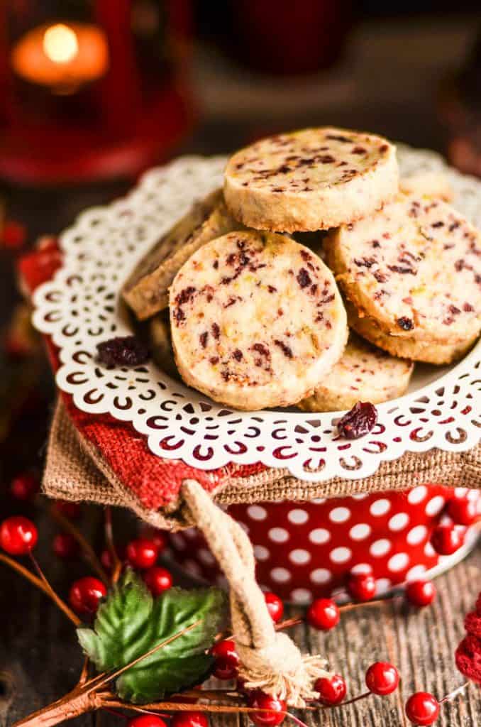 Cranberry Pistachio Shortbread Cookies