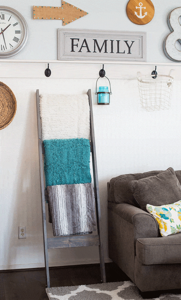 DIY Blanket Ladder for the family room DIY Blanket Ladder for the family room