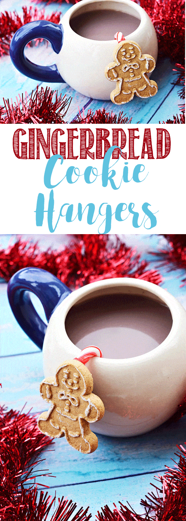 Gingerbread cookie hangers are an adorable addition to your cup of hot chocolate or coffee. A festive way to jazz up your Christmas hot drink.
