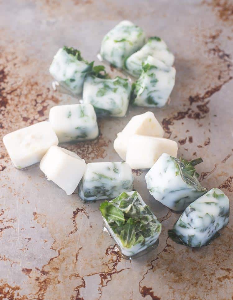 Frozen basil, garlic and cilantro in olive oil Frozen basil, garlic and cilantro in olive oil