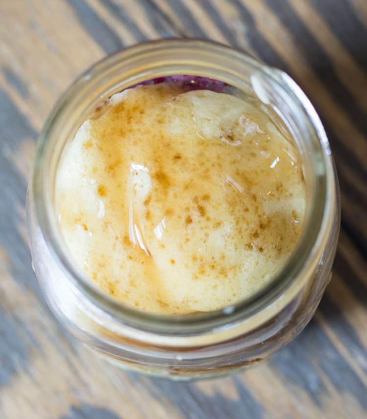 Syrup on top Mason Jar Pancakes cooked in your microwave Syrup on top Mason Jar Pancakes cooked in your microwave