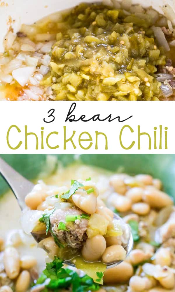3 Bean Chicken Chili Recipe - a great comfort food chili recipe! 3 Bean Chicken Chili
