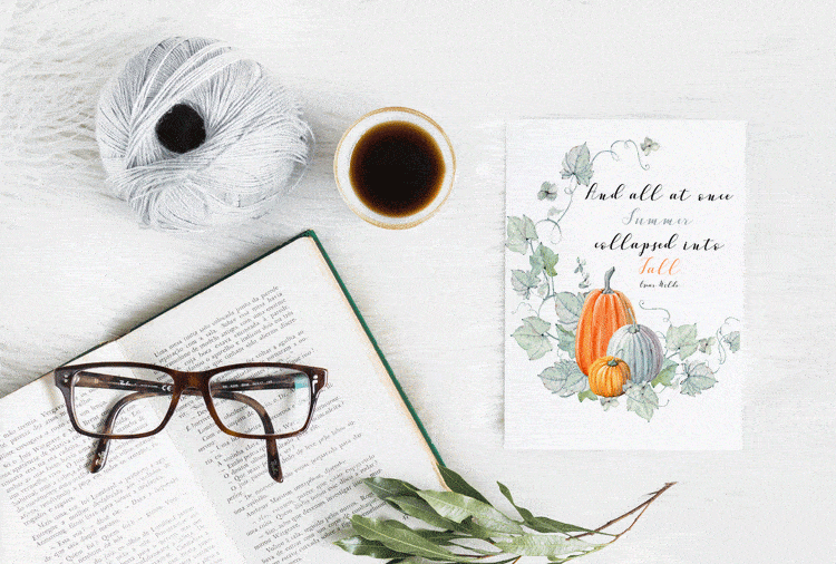 Summer into Fall Watercolor Pumpkin Printable