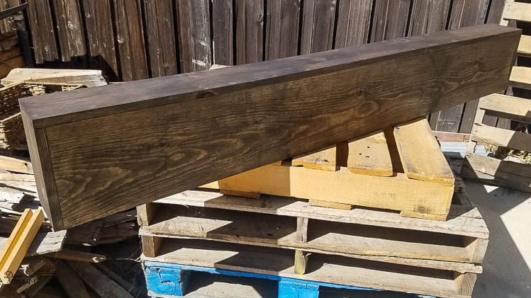Learn how to make your own DIY Rustic Fireplace Mantel | Easy Wood Mantel | #diy #fireplace #mantel Stained DIY Mantel