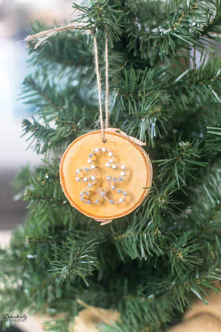 Rustic Twine and Wood Slice Christmas Ornament Gingerbread Man Wood Slice Ornament