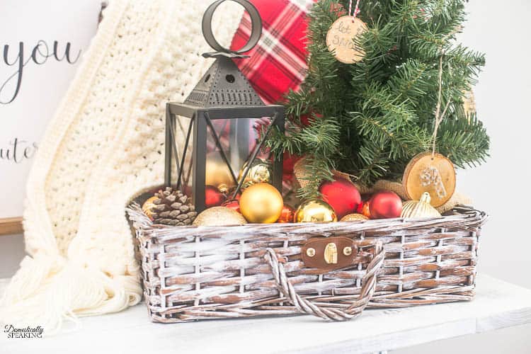 Thrift Store Painted Christmas Decor Basket Domestically Speaking