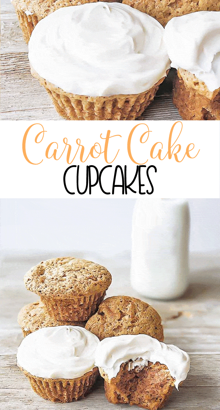 Simple Carrot Cake Cupcakes - they are moist and easy to make - perfect for Easter! Simple Carrot Cake Cupcakes