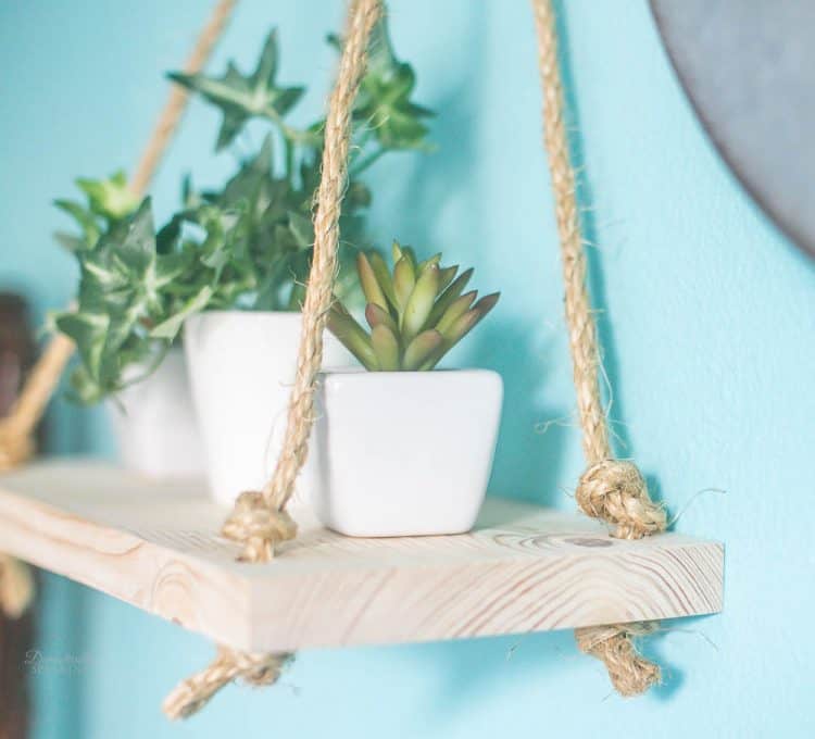 DIY Rope Hanging Shelf | easy home decor in under 30 minutes | wall shelf for extra storage Boho Rope Shelf