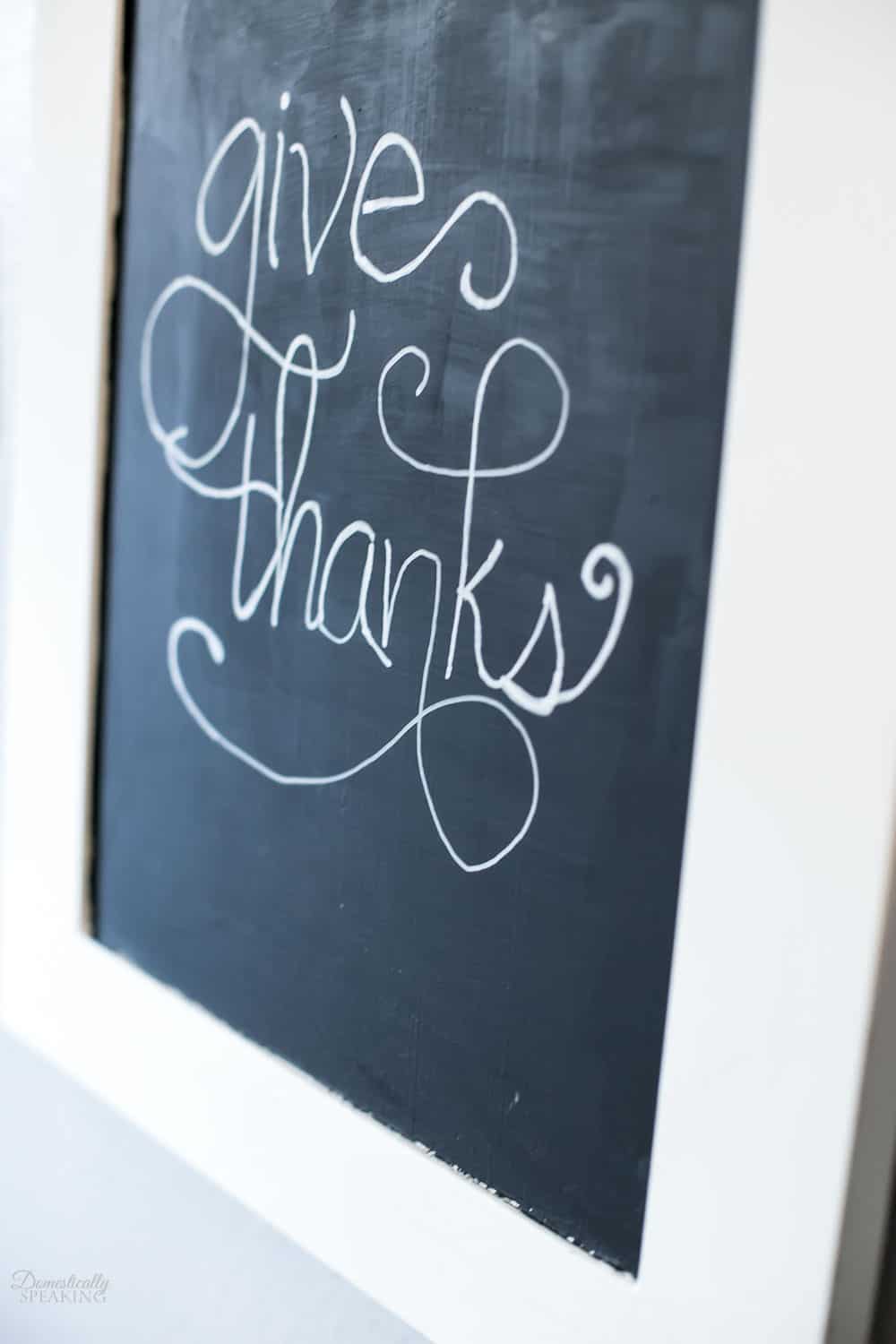 Repurpose a cabinet door into a Chalkboard Sign for fall - all the details how to make your own here!