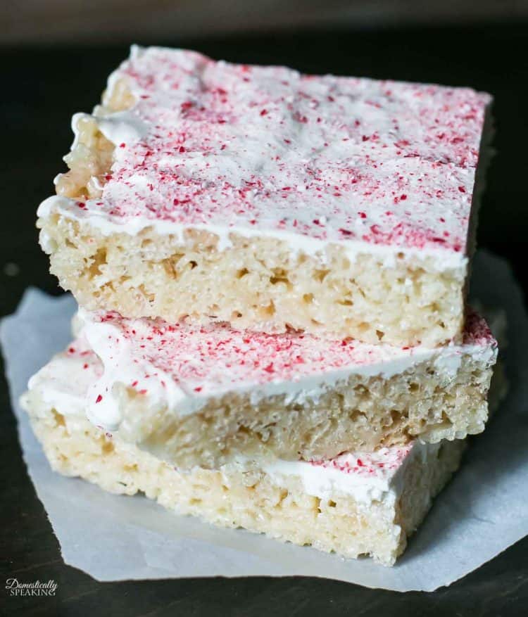 Peppermint White Chocolate Rice Krispie Treats