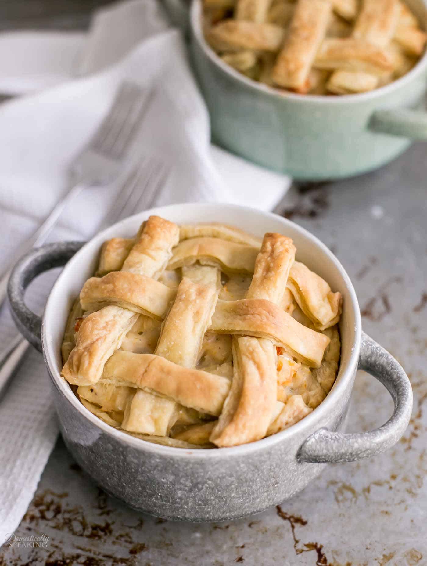 Chicken Pot Pie with Puff Pastry Crust.. An easy recipe that reheats beautifully. Chicken Pot Pie with Puff Pastry Crust