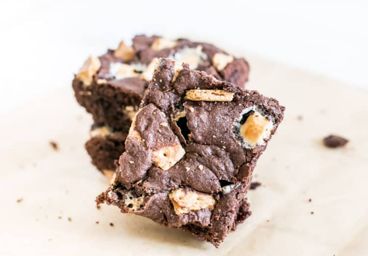 S'mores Cake Brownies made with a cake mix!
