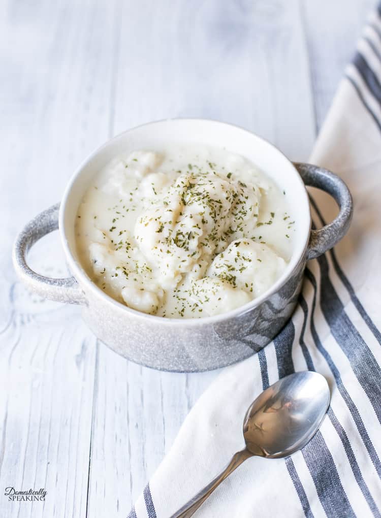 Creamy Chicken and Dumplings made in a pressure cooker.