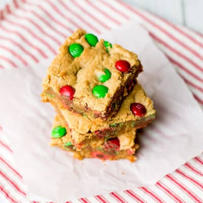 Christmas M&M Peanut Butter Bar Cookies