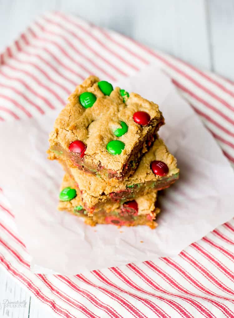 Christmas M&M Peanut Butter Bar Cookies