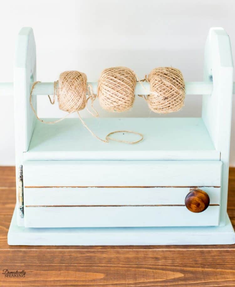 milk painted farmhouse craft organizer