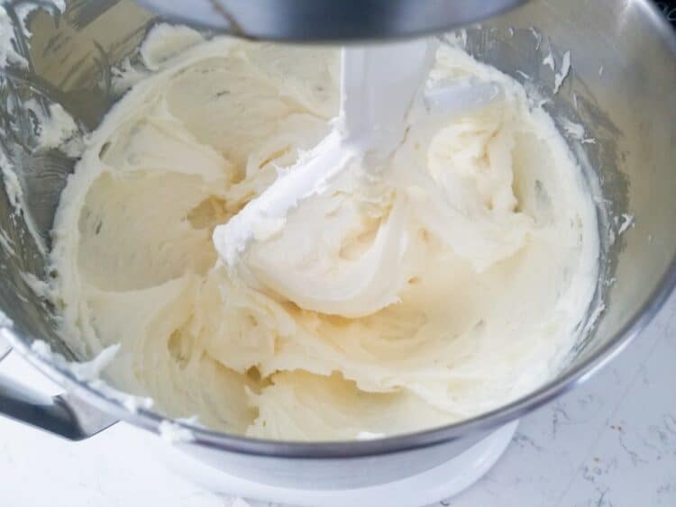 Creamed butter, cream cheese, and sugar.