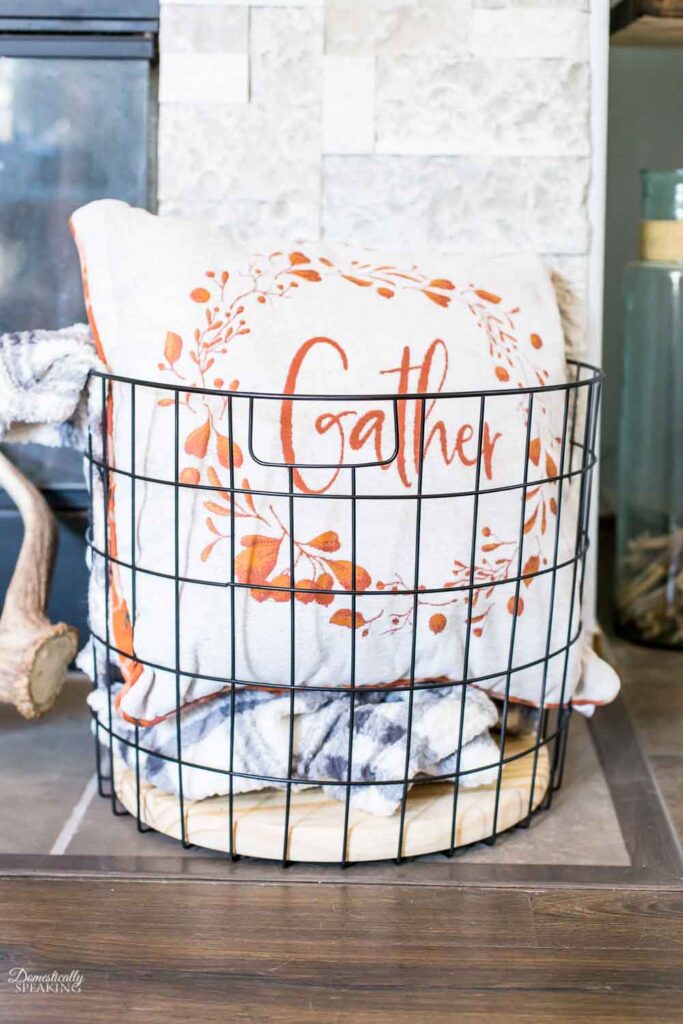 Fall Matte Black and Wood Basket Fall Matte Black and Wood Basket