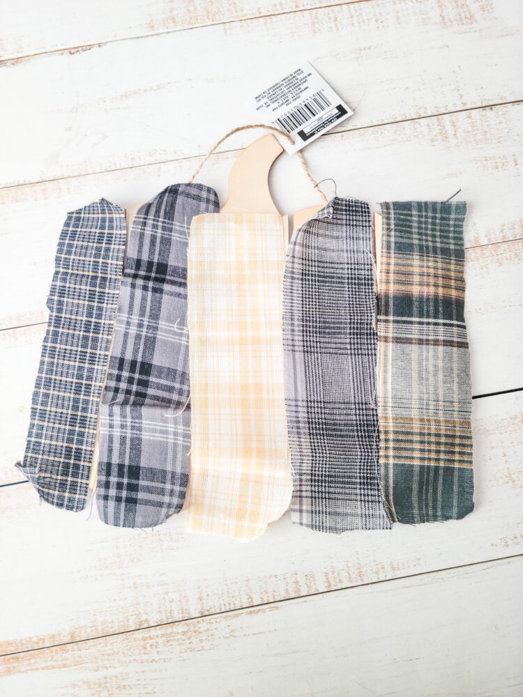 Plaid strips cut for each section Plaid strips cut for each section