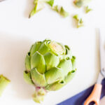 trim tips off artichoke leaves