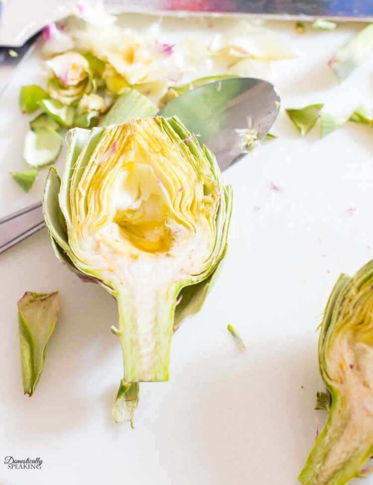 Choke scooped out of artichoke